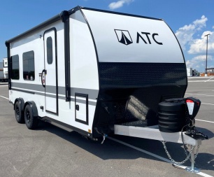 New 2025 ATC PLa 450 (2016) Polar White Toy Hauler Trailer --1/2 Ton Towable
