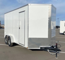 New 7x16 Tandem Axle V-Nose Cargo Trailer 9990 GVWR, Barn Doors, 7'6 Height