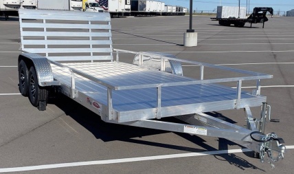 New Cherokee Aluminum 81  x 16' Tandem Axle Utility Trailer: 7000 GVWR, Aluminum Wheels, 42  Ramp Gate
