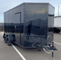 New 7x14 Enclosed BLACKOUT Cargo Trailer: 7' Height, .080 Exterior, 7k GVWR, Ramp Door