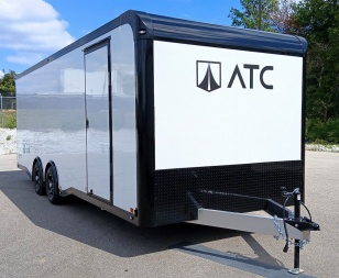 New ATC 8.5 x 24' White Car Hauler / Racing Trailer w/ Spare, Aluminum Interior, Blackout trim