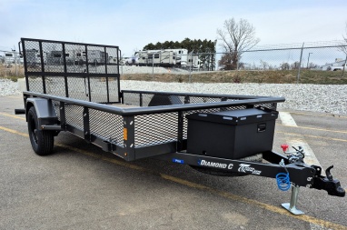 New Diamond C PSA 12' x 77  Premium Utility Trailer, Tool Box, Spare, Bi-Fold Gate