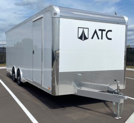 New ATC 8.5 x 24' White Car Hauler / Racing Trailer w/ Spare, Aluminum Interior, E-Track