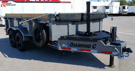 New Diamond C 14' 18,000lb Telecopic Dump Trailer, 7 Gauge, Hydraulic Jack, 17.5 Tires