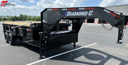 New Diamond C 16' Gooseneck Dump Trailer 18,000LB, Pacesetter, 7GA, Hydraulic Jack, 17.5  Tires
