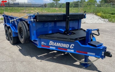 New Diamond C 14' Dump Trailer 14,900LB, Straight Axles, Board Brackets, Spare, 14 Ply Tires