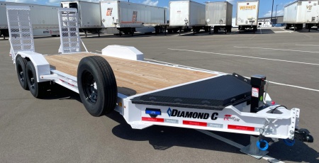 New Diamond C 20' LPX 207 Equipment Trailer-White, Knee Ramps, Spare